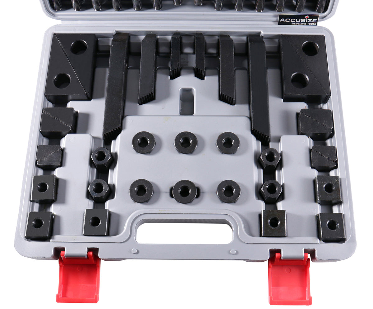 58 Pc Deluxe Steel Clamping Kit, Table Slot 11/16", Stud Size 1/2"-13, 4230-2627