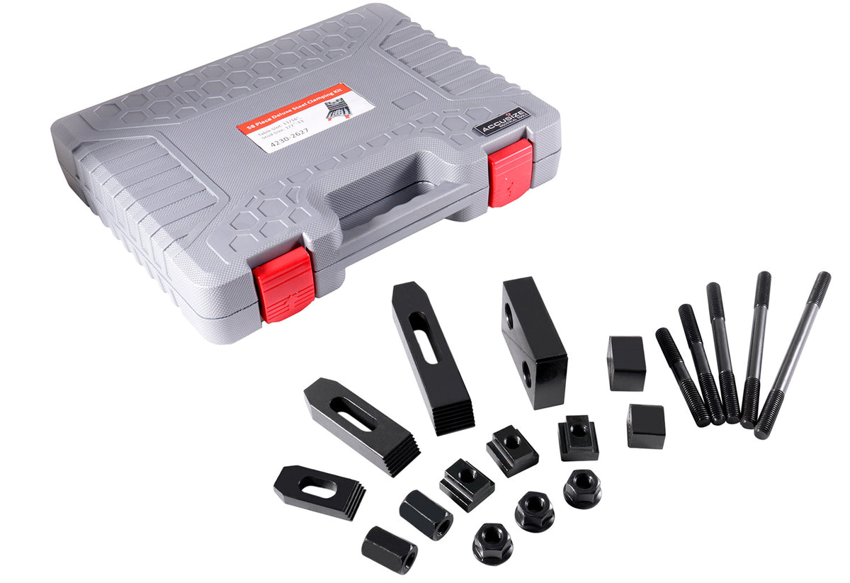 58 Pc Deluxe Steel Clamping Kit, Table Slot 11/16", Stud Size 1/2"-13, 4230-2627