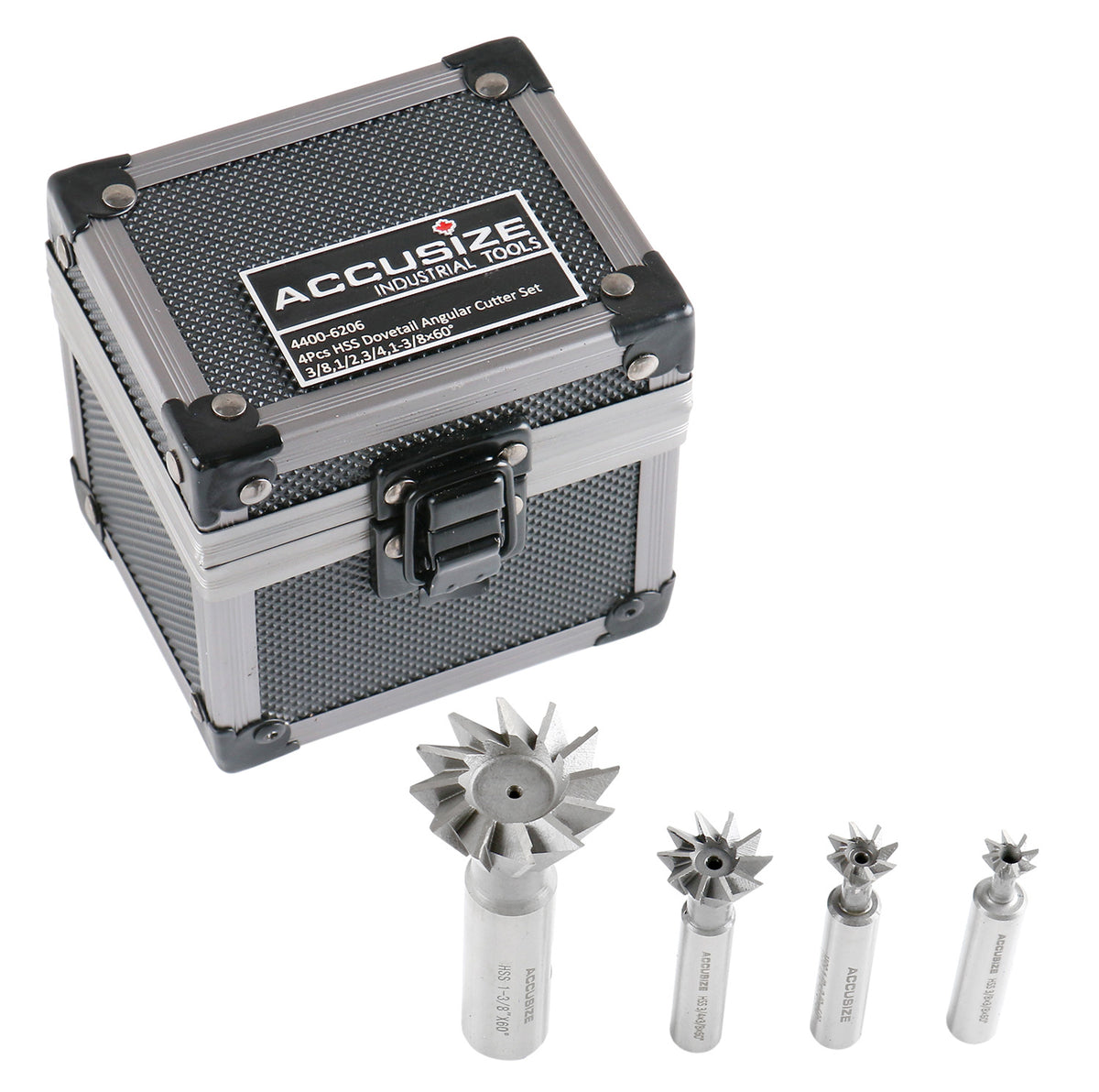 4 Pc 60 Degree H.S.S. Dovetail Angular Cutters, Right Hand Weldon Shank, 4400-6206