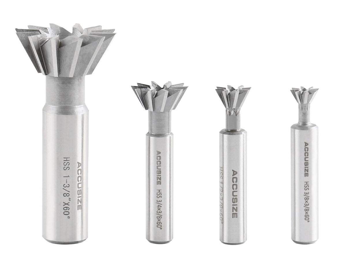 4 Pc 60 Degree H.S.S. Dovetail Angular Cutters, Right Hand Weldon Shank, 4400-6206