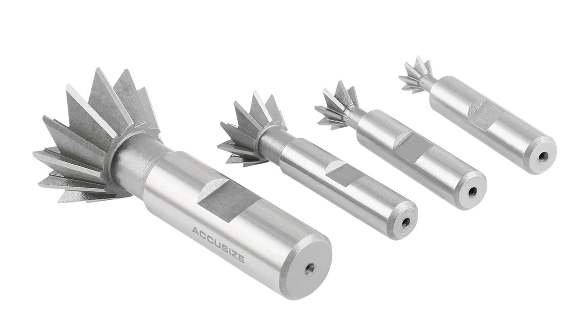 4 Pc 60 Degree H.S.S. Dovetail Angular Cutters, Right Hand Weldon Shank, 4400-6206