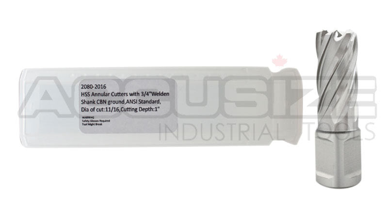 Fraises annulaires H.S.S. de 1" Profondeur de coupe, avec tige Weldon 3/4" ou 1-1/4 po, Ground CBN, ANSI STANDARD