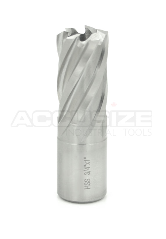 Fraises annulaires H.S.S. de 1" Profondeur de coupe, avec tige Weldon 3/4" ou 1-1/4 po, Ground CBN, ANSI STANDARD