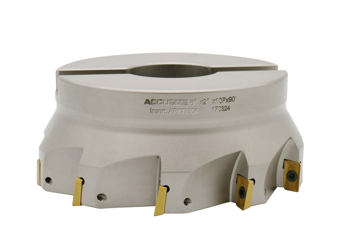 6" x 2" 90 Deg. Square Shoulder Indexable Face Mill w/ 10 pieces APKT1604 Inserts, #4508-0024