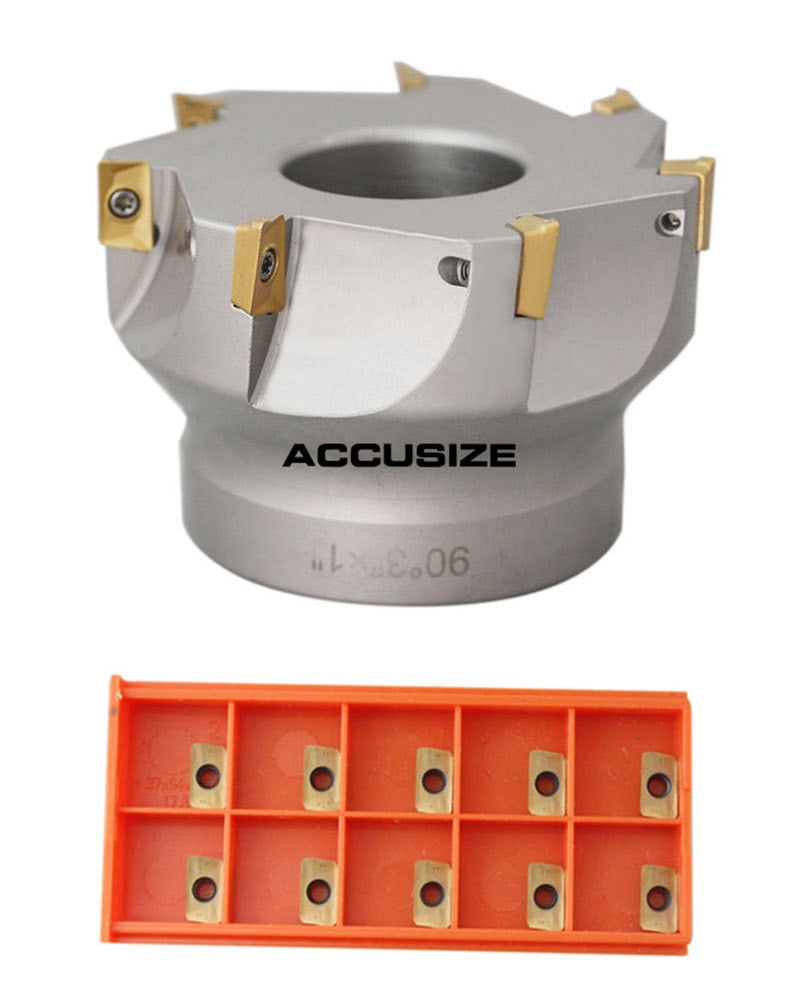 2-1/2" x 3/4" 90 Deg. Square Shoulder Indexable Face Mill plus 16 pc of APKT11T308 Inserts,