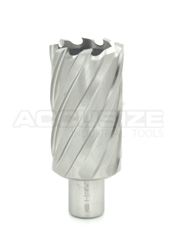 Fraises annulaires H.S.S. de 2" Profondeur de coupe avec tige Weldon 3/4" ou 1-1/4 po, sol CBN, norme ANSI