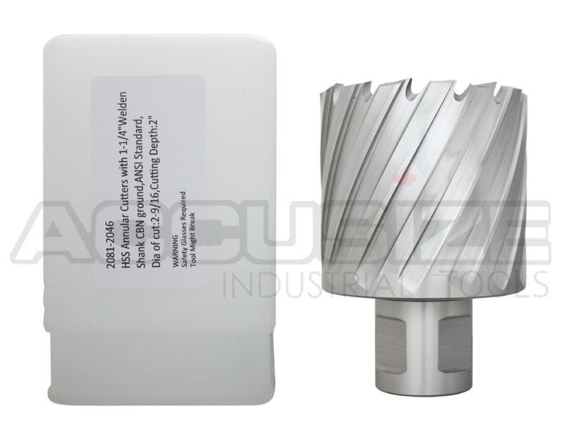 Fraises annulaires H.S.S. de 2" Profondeur de coupe avec tige Weldon 3/4" ou 1-1/4 po, sol CBN, norme ANSI