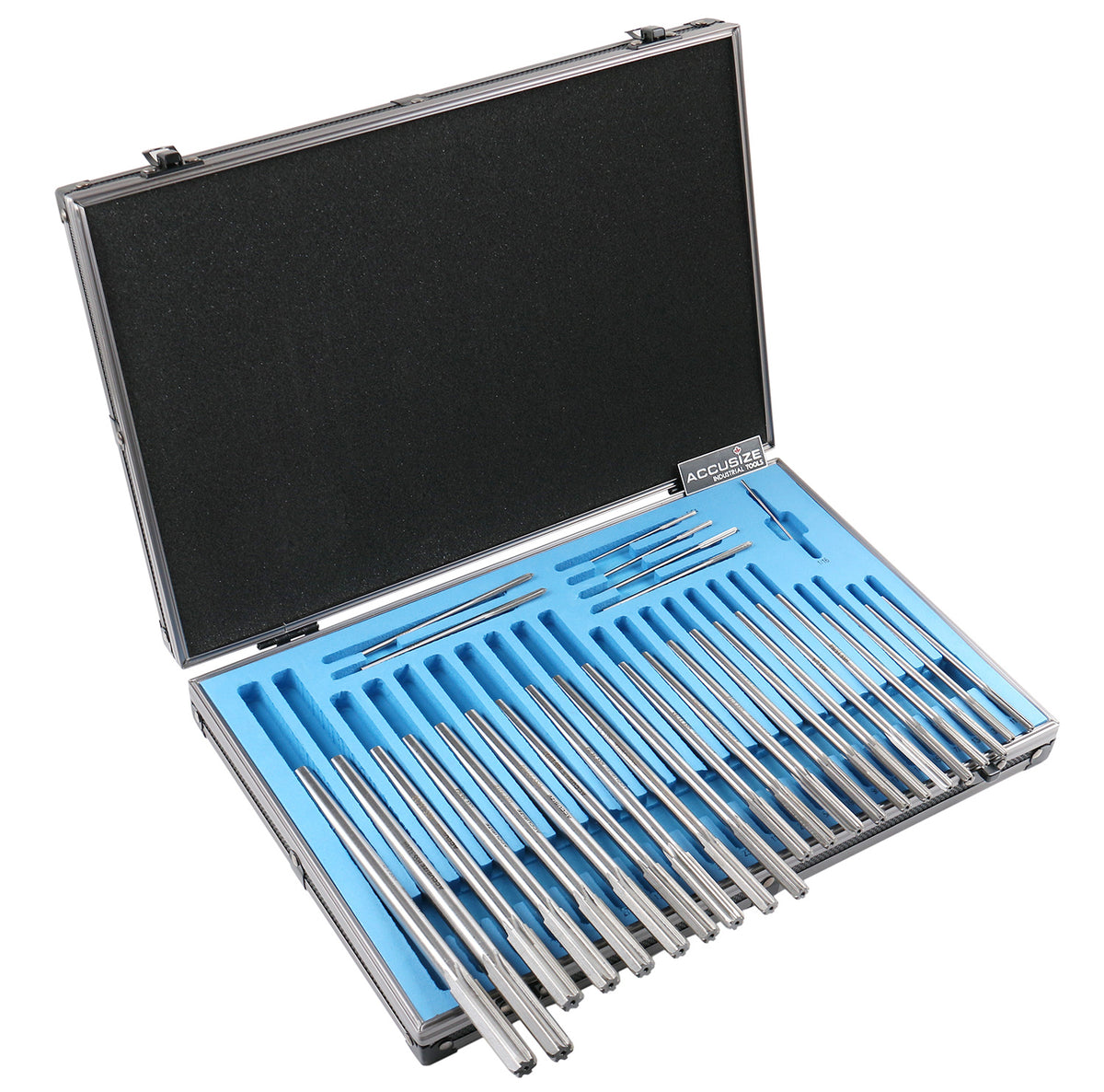 HSS M2 Premium Chucking Reamer Sets, Straight Flute, Straight Shank, Right Hand Cut, ANSI, in Aluminum Case