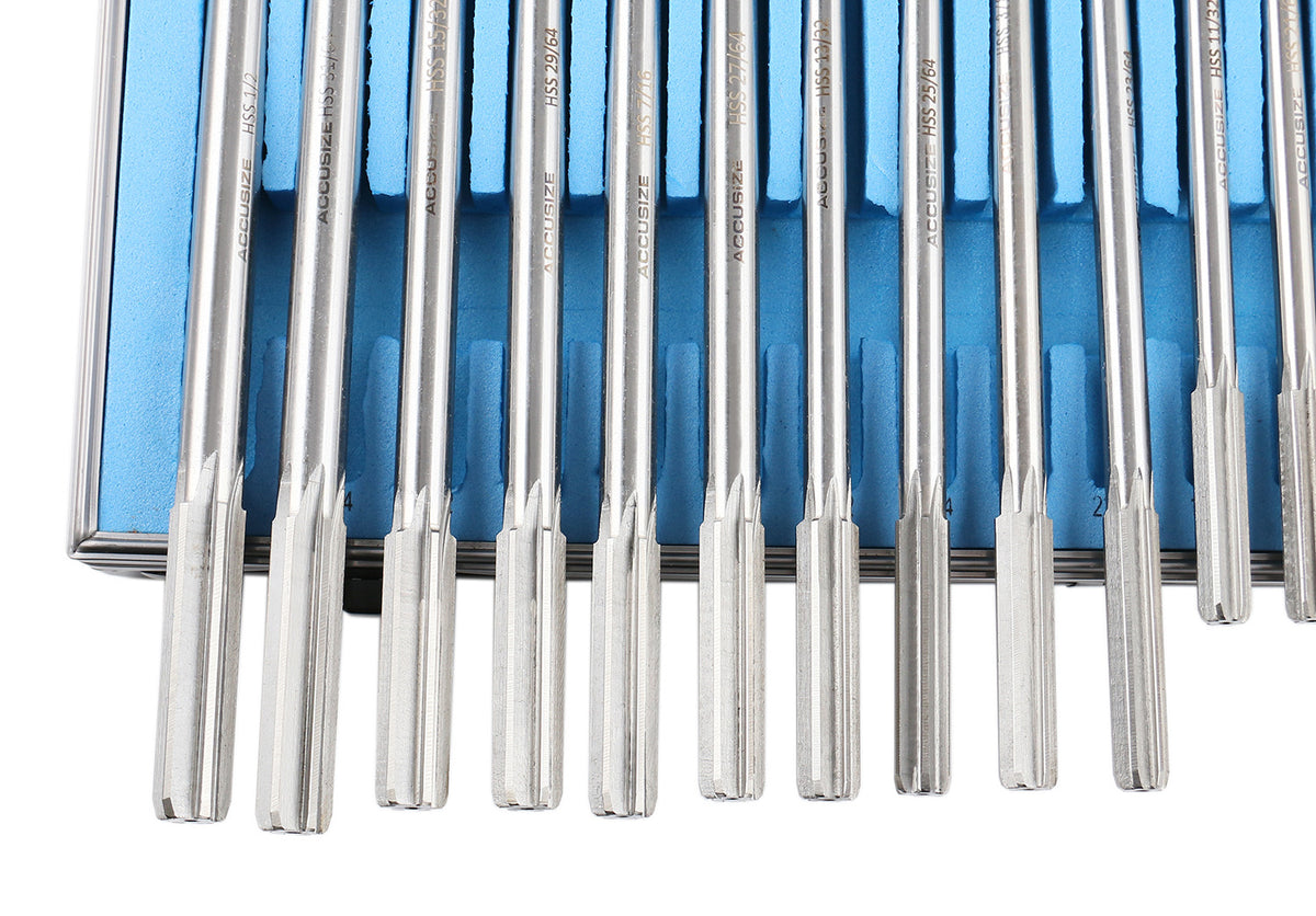 HSS M2 Premium Chucking Reamer Sets, Straight Flute, Straight Shank, Right Hand Cut, ANSI, in Aluminum Case
