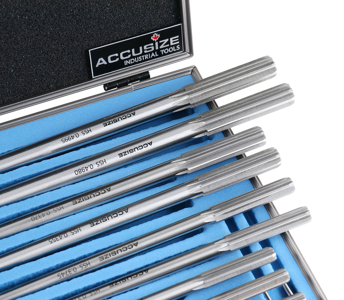 HSS M2 Premium Chucking Reamer Sets, Straight Flute, Straight Shank, Right Hand Cut, ANSI, in Aluminum Case