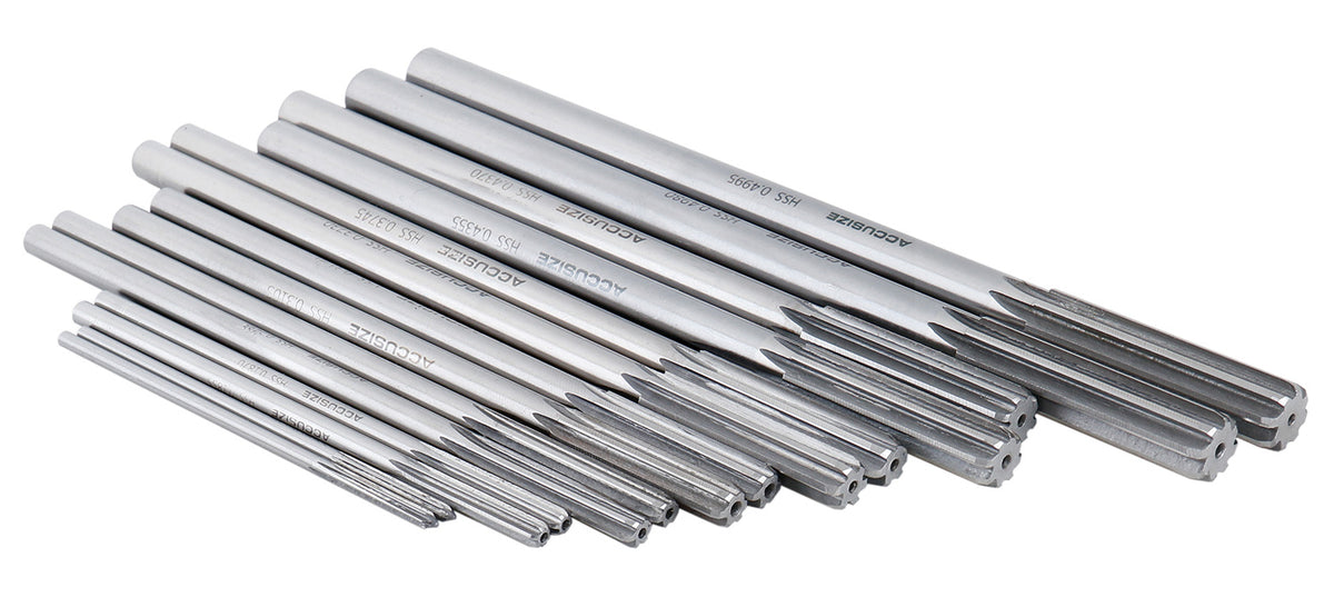 HSS M2 Premium Chucking Reamer Sets, Straight Flute, Straight Shank, Right Hand Cut, ANSI, in Aluminum Case