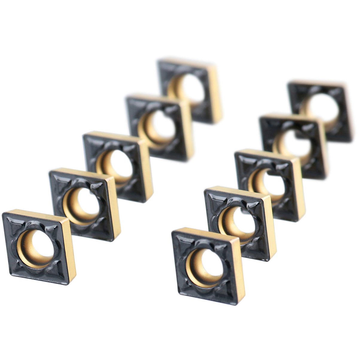 Ccmt21.51-Md Cvd Coated Carbide Inserts, 10 Pcs/Box, Black and Yellow, 6200-1008