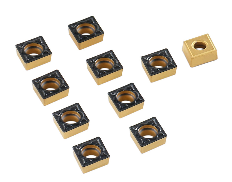 Ccmt21.51-Md Cvd Coated Carbide Inserts, 10 Pcs/Box, Black and Yellow, 6200-1008