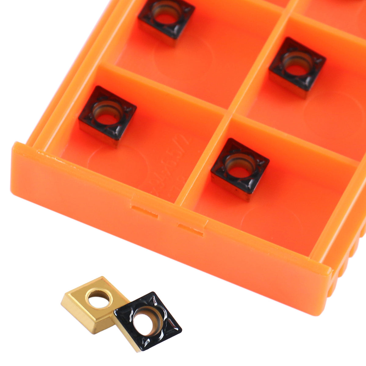 Ccmt21.51-Md Cvd Coated Carbide Inserts, 10 Pcs/Box, Black and Yellow, 6200-1008