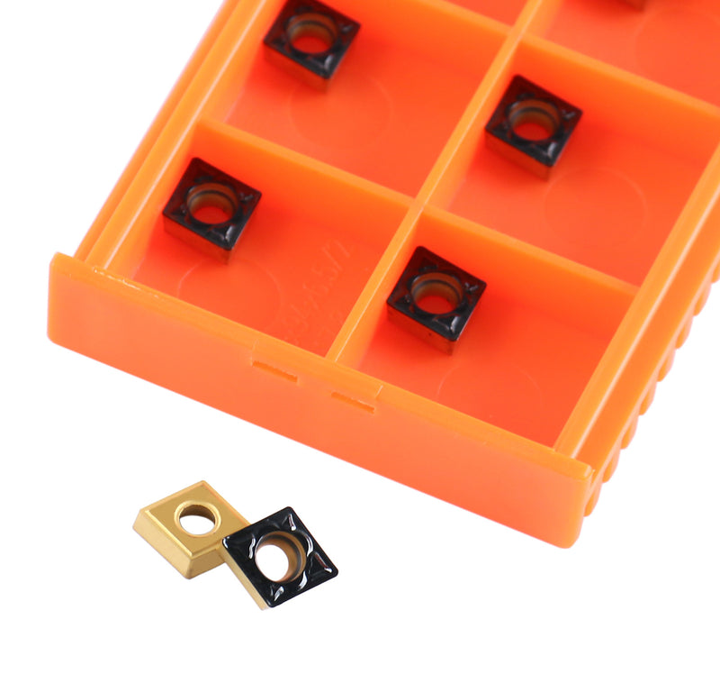 Ccmt21.51-Md Cvd Coated Carbide Inserts, 10 Pcs/Box, Black and Yellow, 6200-1008
