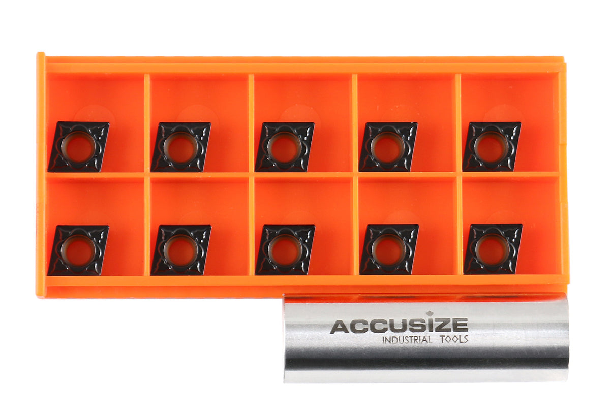 Ccmt32.51-Md Cvd Coated Carbide Inserts, 10 Pcs/Box, Black and Yellow, 2200-1014