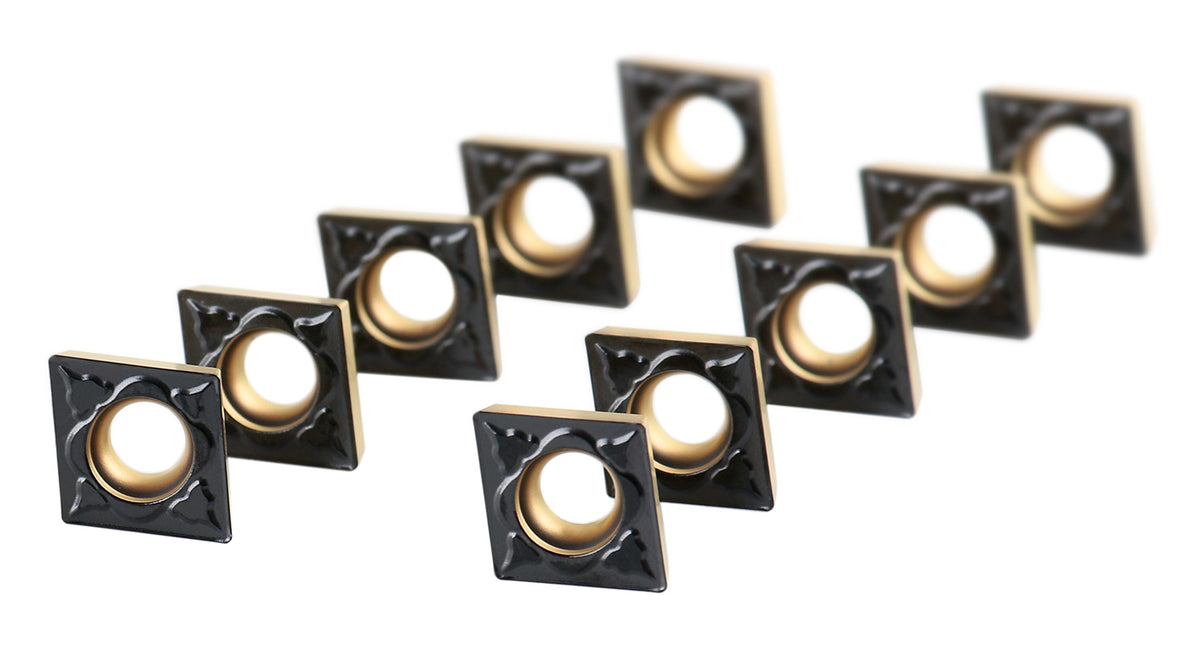Ccmt32.51-Md Cvd Coated Carbide Inserts, 10 Pcs/Box, Black and Yellow, 2200-1014