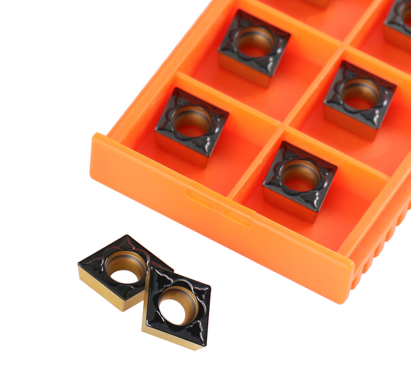 Ccmt32.51-Md Cvd Coated Carbide Inserts, 10 Pcs/Box, Black and Yellow, 2200-1014