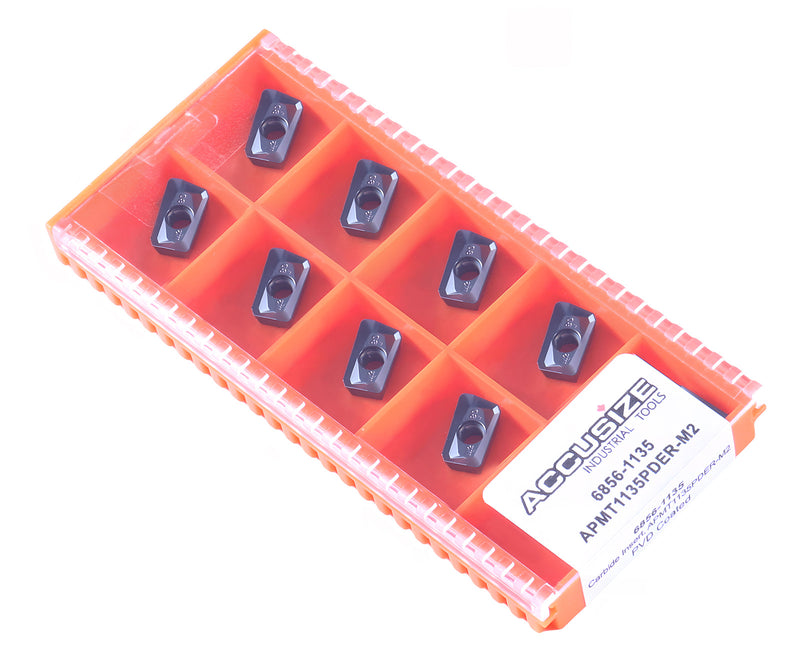Apmt1135pder-M2 Carbide Inserts for Machining Stainless Steel, Pvd Coating, Grade Bpg20b, 10 Pcs per Box, 6856-1135