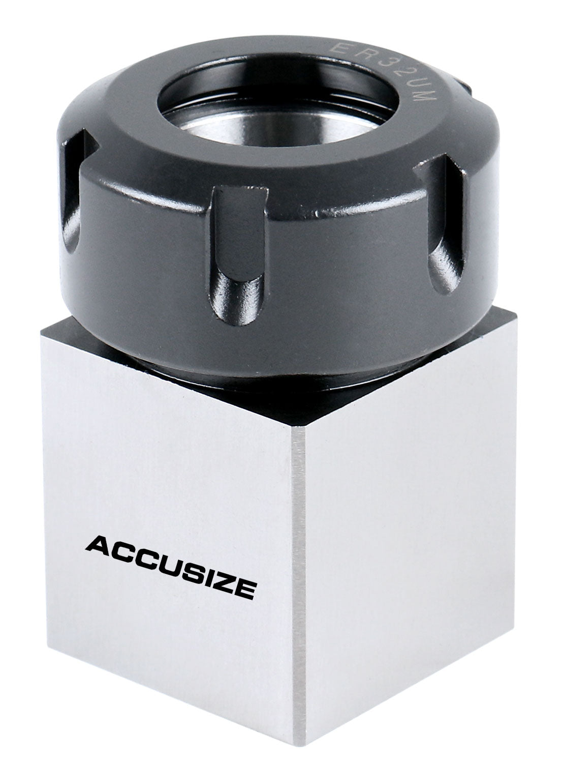 Hardened Square ER-32 Collet Chuck Block for CNC Machine, Slotted ER Nut Included, 6920-3204