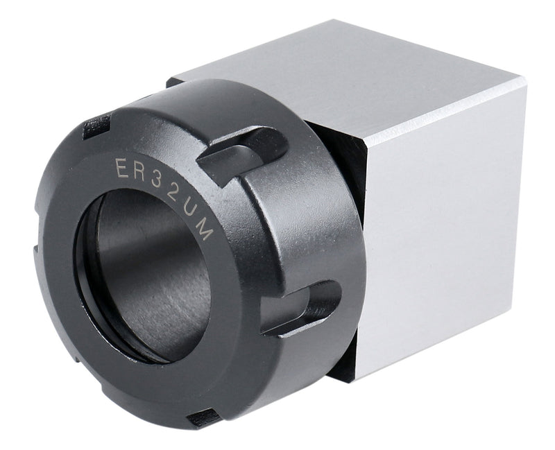 Hardened Square ER-32 Collet Chuck Block for CNC Machine, Slotted ER Nut Included, 6920-3204