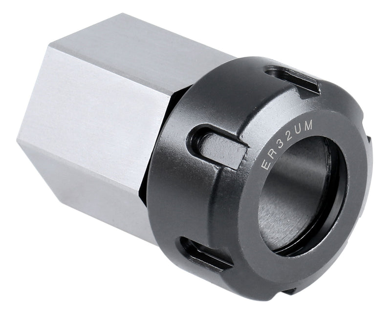 Hardened HEX ER-32 Collet Chuck Block for CNC Machine, Slotted Collet Nut Included, 6920-3206