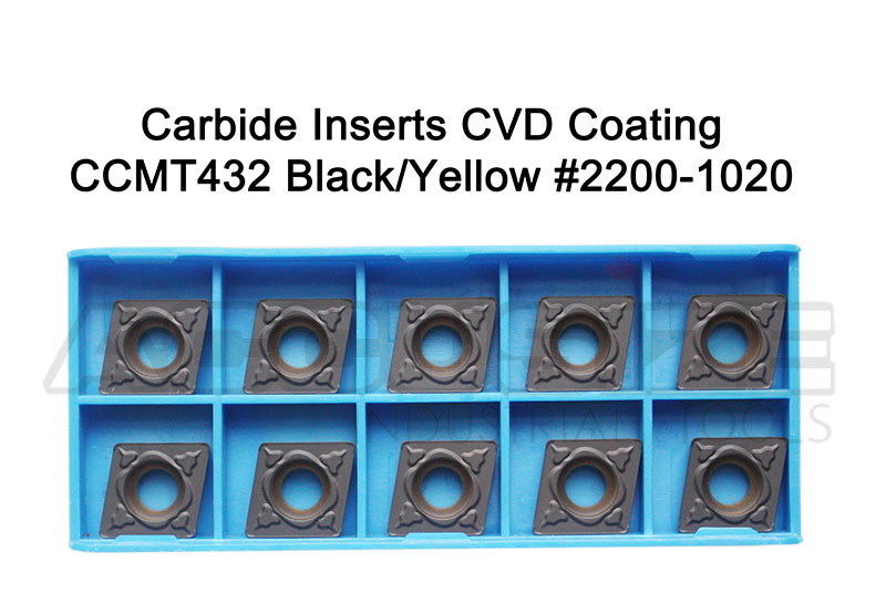 Carbide inserts, CVD + TiN Coating, CCMT, Black/Yellow, 10 ps/box