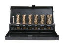 7 pc M35(H.S.S. plus 5% Cobalt) Annular Cutter Set, 9/16" to 15/16", 3/4'' Weldon Shank, 1" Cutting Depth, 1 pc Pilot Pin,