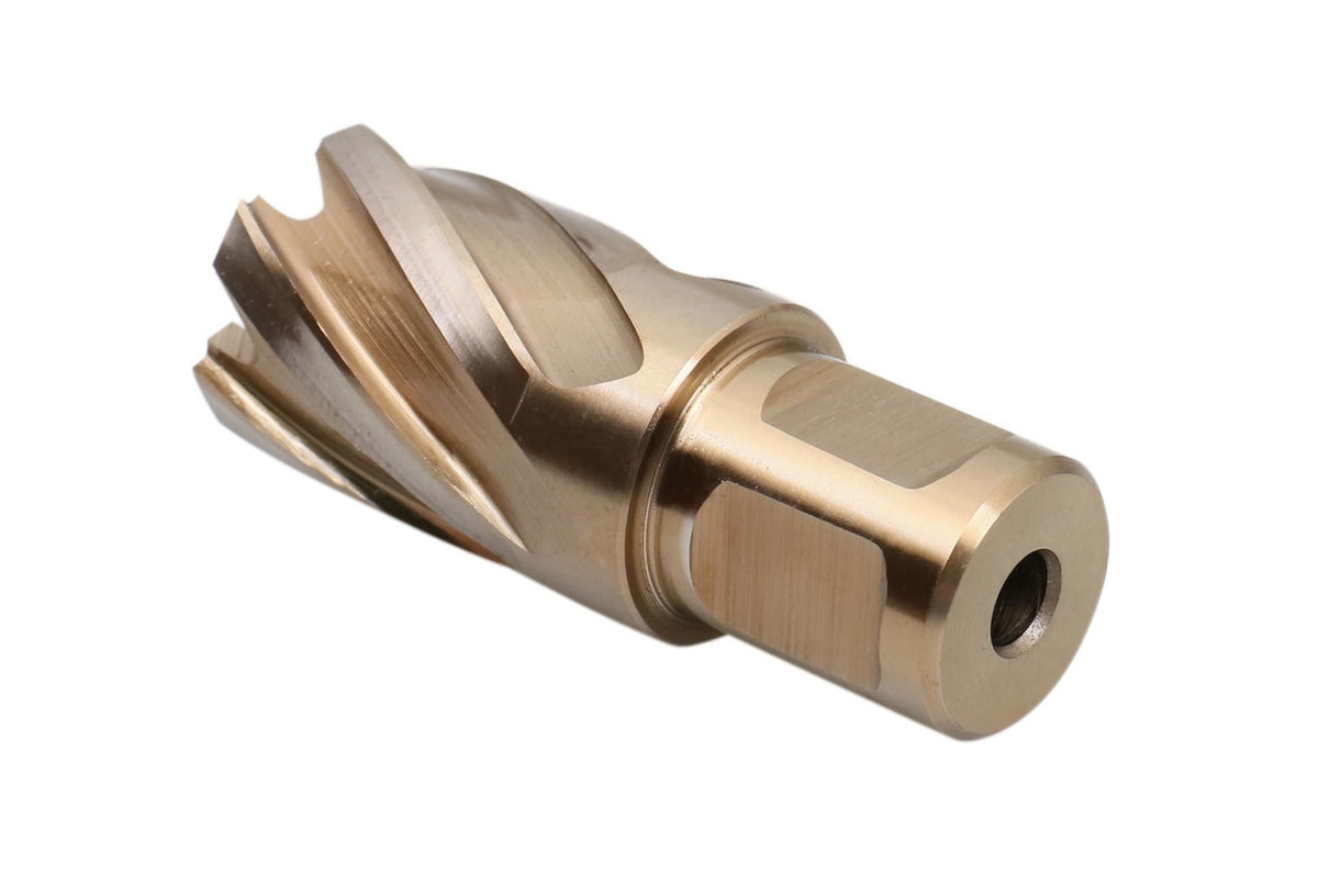 Jeu de 7 couteaux annulaires M35 (H.S.S. plus 5 % de cobalt), 9/16 po à 15/16 po, tige Weldon 3/4", profondeur de coupe de 1 po, 1 pince pilote, #AC01 -1000