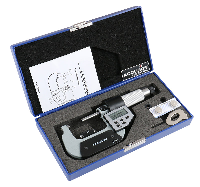 1-2'' by 0.00005'' Electronic Digital Outside Micrometer, 5 Key, Ac20-2022
