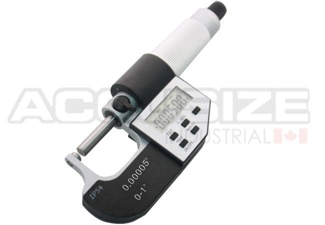 5-Key Electronic Digital Outside Micrometers, IP54, Ratchet Friction Thimble Type