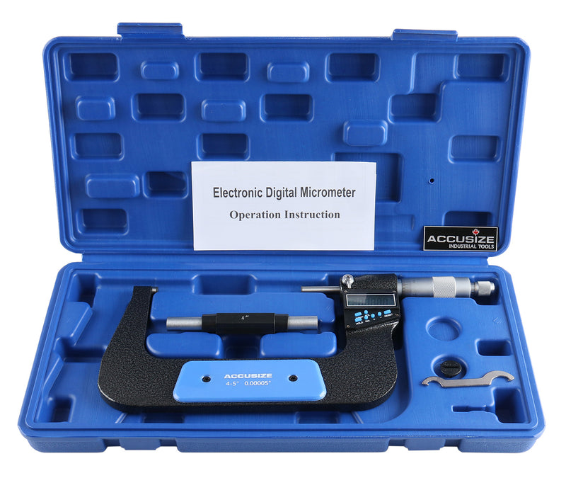 4-5''/100-125 mm 7 Keys Electronic Digital Outside Micrometers, 0.00005'' Or 0.001 mm Resolution, Ac21-5022