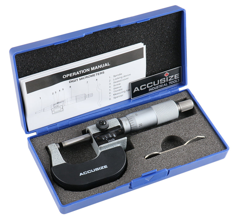0-1'' by 0.0001'' Digital Outside Micrometer in Fitted Box, Bc20-1101