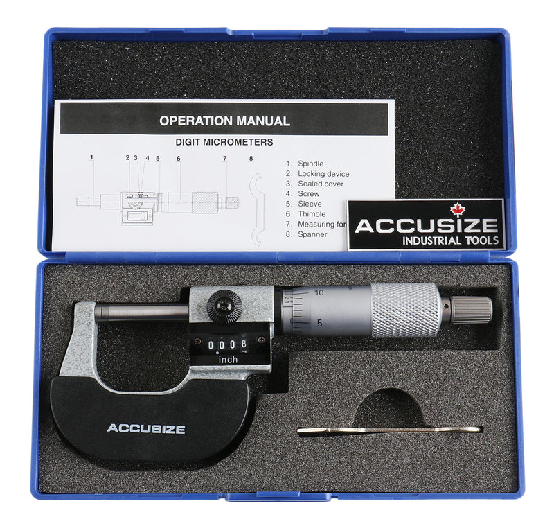 0-1'' by 0.0001'' Digital Outside Micrometer in Fitted Box, Bc20-1101