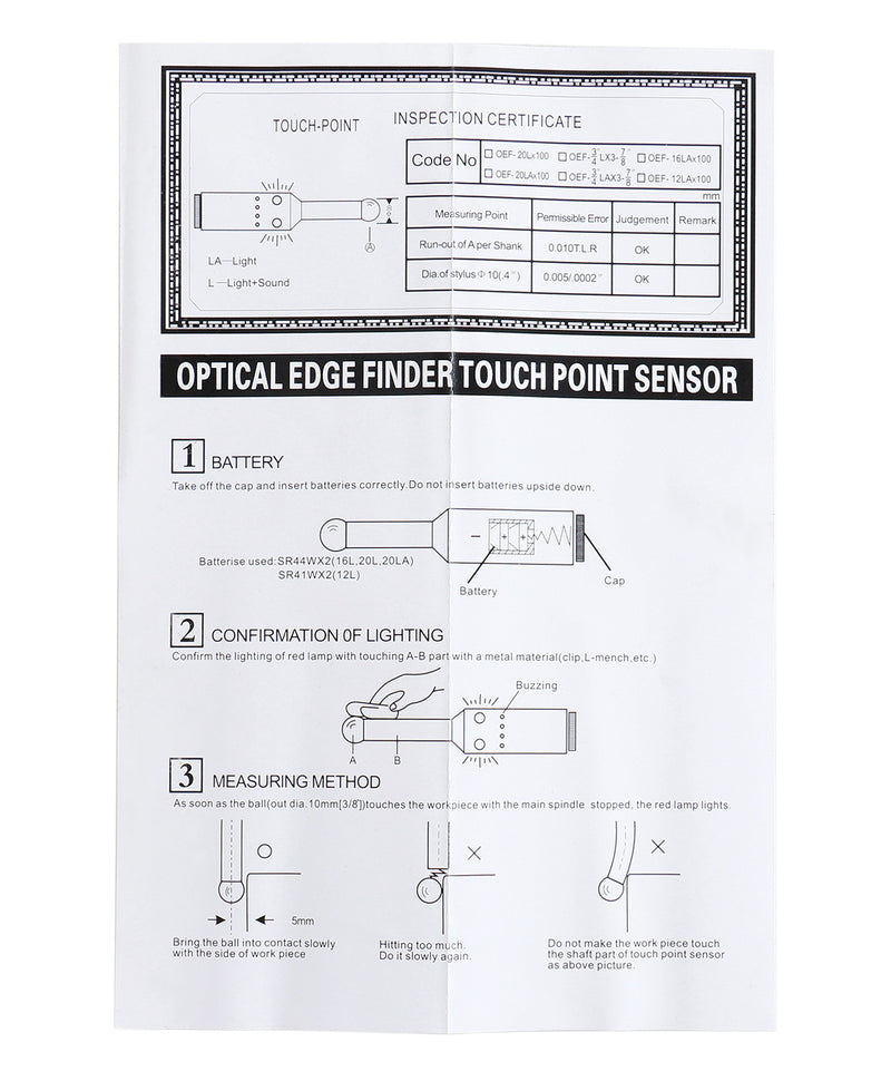 Electronic Short Shank Edge Finders with Sound Alert, C028-9273