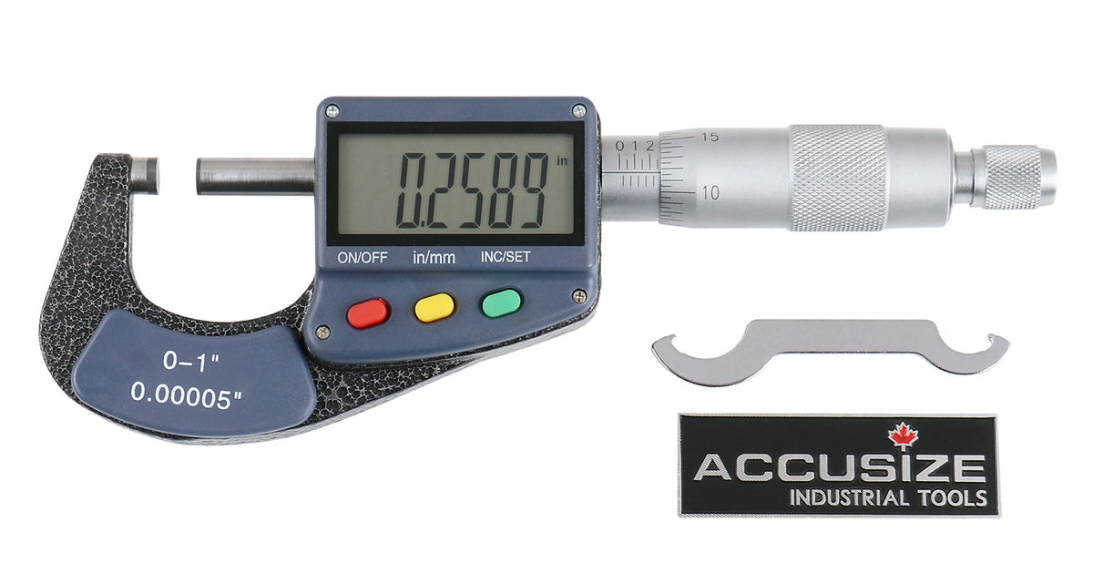 0-1'' by 0.0001'' Large Screen Electronic Digital Outside Micrometer Carbide Tipped, C085-0001
