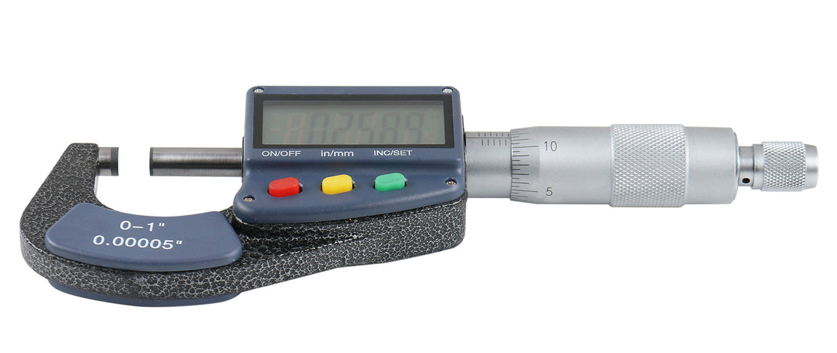 0-1'' by 0.0001'' Large Screen Electronic Digital Outside Micrometer Carbide Tipped, C085-0001