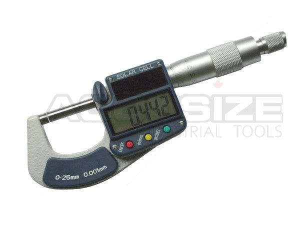 C085-0005, 0-25MM/0-1"X0.001MM/0.00005" LARGE  SCREEN AND SOLAR CELL ELECTRONIC DIGITAL OUTSIDE MICROMEER