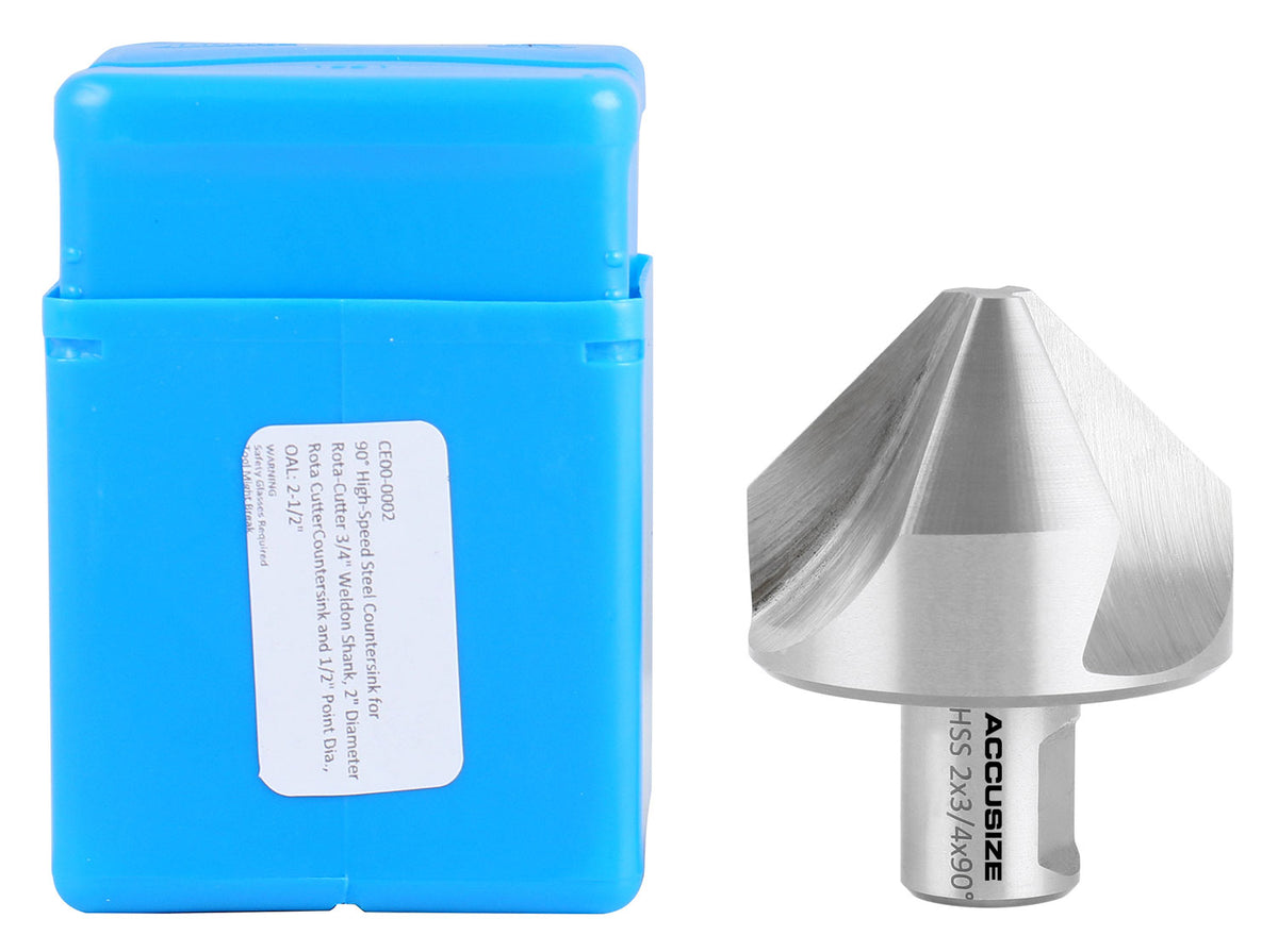 2'' Hss Countersink for Rota-Cutter, 3/4'' Weldon Shank for Magnetic Drilling Machines, 90 Deg, Ce00-0002