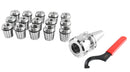 Cat40 Shank and 15 Pc Er40 Collet Set with Wrench in Fitted Strong Box, 1/8 to 1 inch, Ct40-Er40