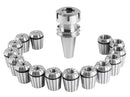 Cat40 Shank and 15 Pc Er40 Collet Set with Wrench in Fitted Strong Box, 1/8 to 1 inch, Ct40-Er40