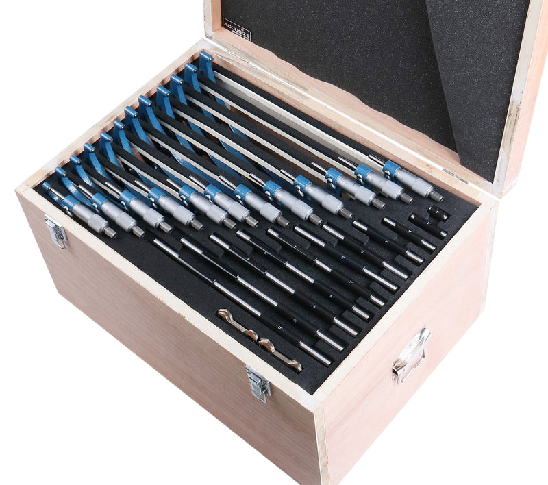 0-12'' by 0.0001'', 12 Pcs Ultra-Precision Outside Micrometers Set with Carbide Tips, Eg00-0912