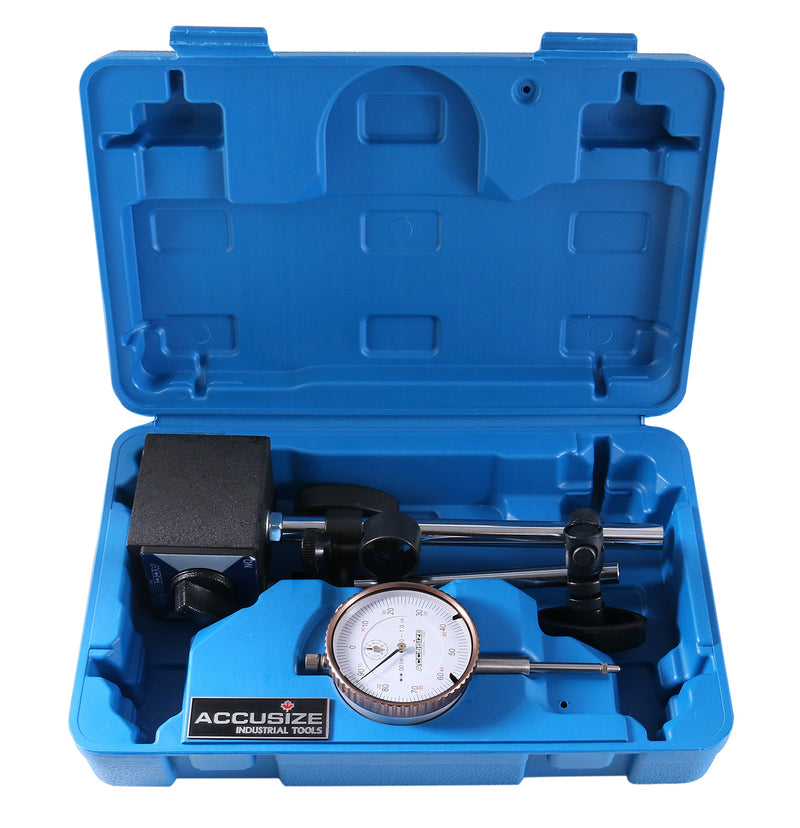 0-1'' by 0.001'' Dial Indicator with Magnetic Base Set, 60 Kg Capacity, Eg00-1038