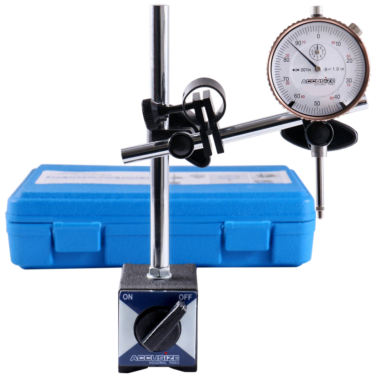 0-1'' by 0.001'' Dial Indicator with Magnetic Base Set, 60 Kg Capacity, Eg00-1038
