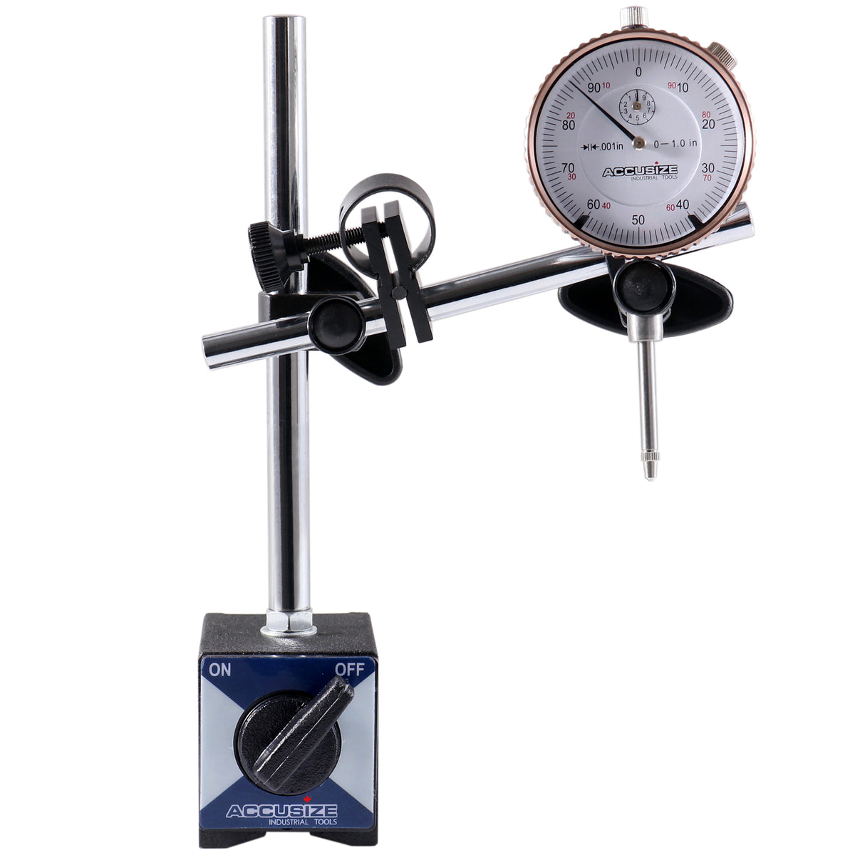 0-1'' by 0.001'' Dial Indicator with Magnetic Base Set, 60 Kg Capacity, Eg00-1038