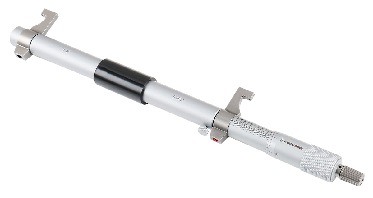 7-8'' by 0.001'' Inside Micrometer in Fitted Case, Satin Chrome Finished, Eg00-3228
