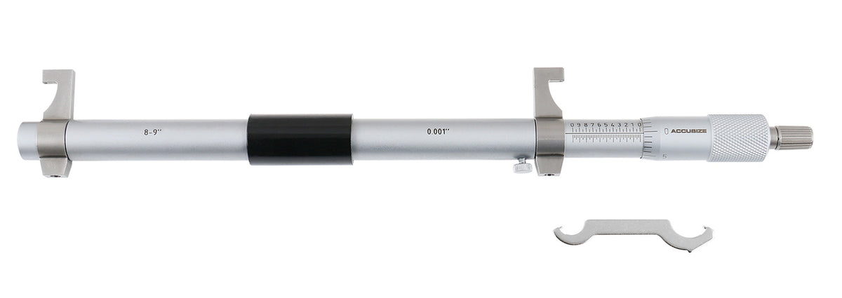 8-9'' by 0.001'' Inside Micrometer in Fitted Case, Satin Chrome Finished, Eg00-3229