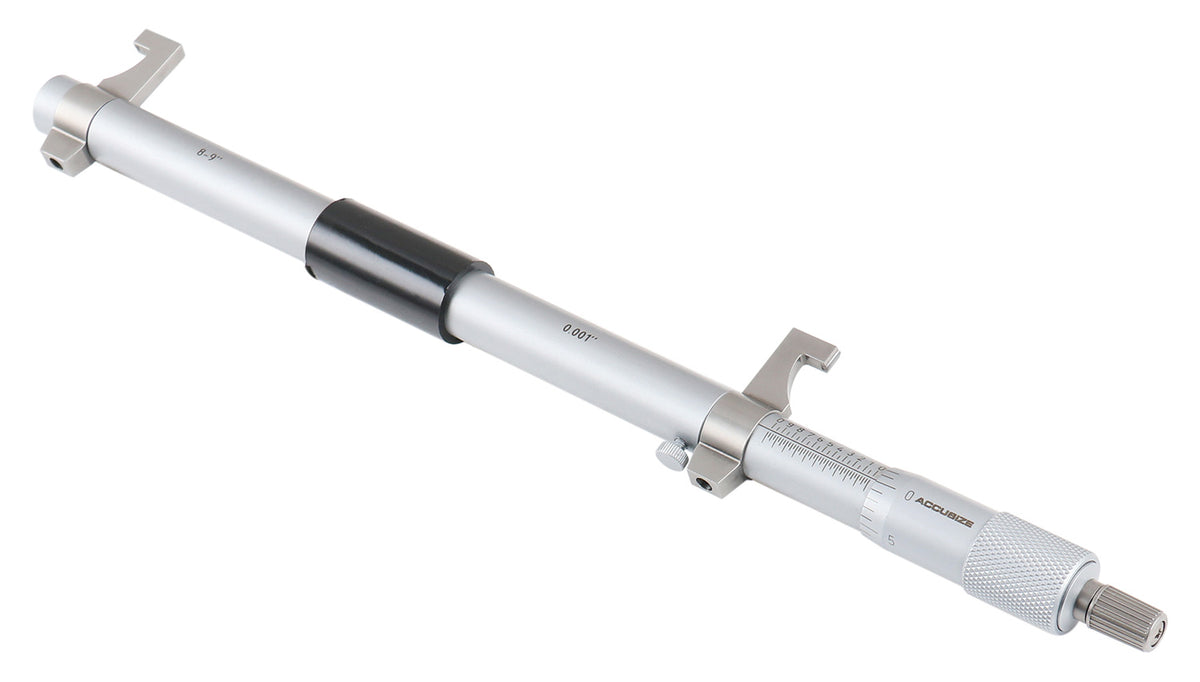 8-9'' by 0.001'' Inside Micrometer in Fitted Case, Satin Chrome Finished, Eg00-3229