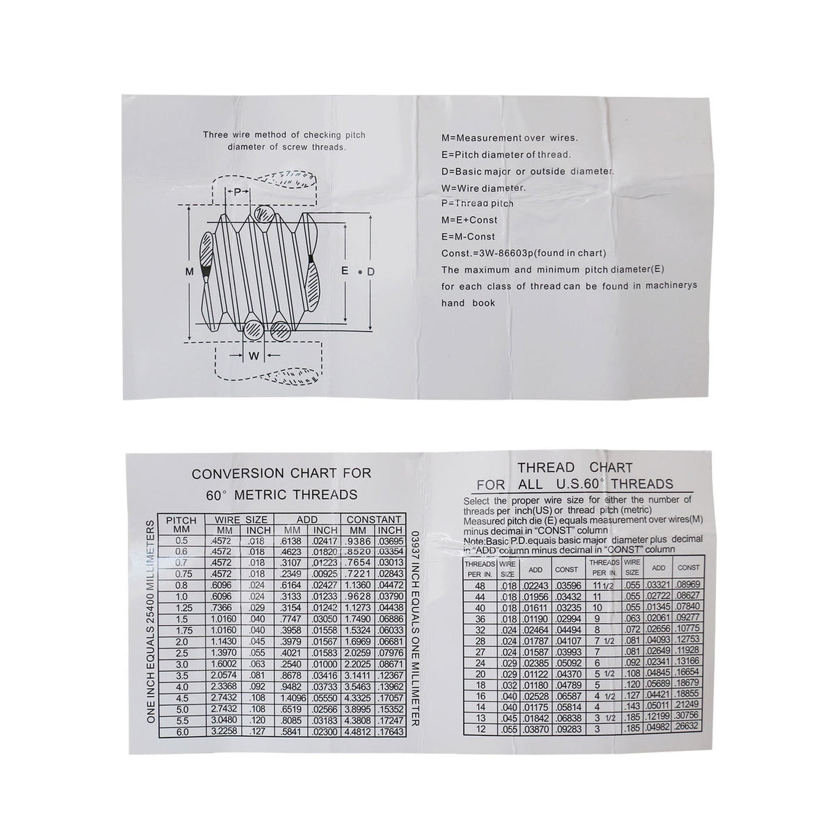U.S. & Metric Thread Measuring Wire Sets, #EG06-1002