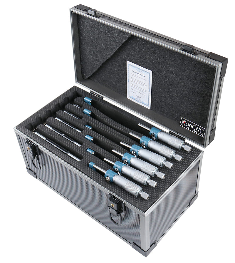 0-6" X 0.0001" 6 Piece Set Ultra-Precision M-Type Outside Micrometer Sets, Aluminum Case, EG28-0906